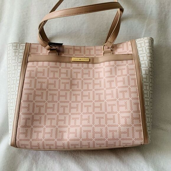 NEW TOMMY HILFIGER LARGE GEOMETRIC SHOULDER TOTE BAG - Picture 2 of 8